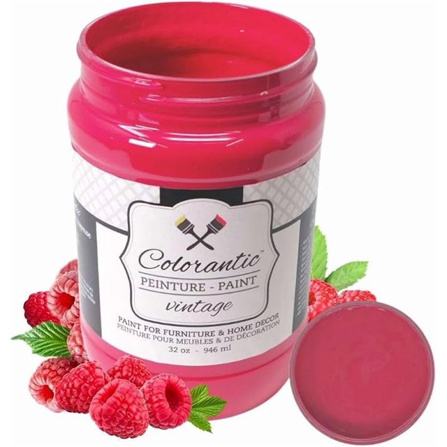 COLORANTIC | Raspberry Chalk Paint | A high pigmented red pink | DIY Furniture Makeover & Home Decor | Matte Finish | 32 oz