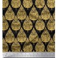 thumbnail image 1 of Soimoi Polyester Crepe Fabric Floral & Flying Swan Block Print Fabric by The Yard 52 Inch Wide, 1 of 3