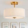 thumbnail image 1 of Bargeni Semi Flush Mount Ceiling Light Fixture,12.5 inch Drum Flush Mount Ceiling Light,Gold Light Fixtures Ceiling Mount,Cream W, 1 of 6
