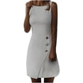 thumbnail image 2 of CEHVOM Robe pour Femme Mode Été Sans Manches Décontractée Unie à Col Rond Longueur Genou, 2 of 6