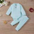 thumbnail image 2 of Kmbangi Baby Solid Color Clothes Set O-neck Jumpsuit+Elastic Waist Trousers, 2 of 9