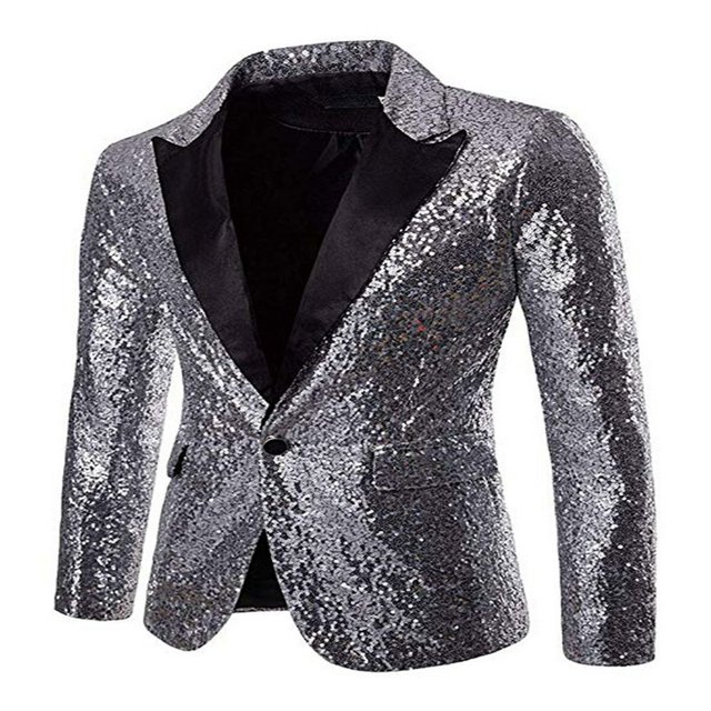 Men Sequins Nigth Clubs Wedding Party Tuxedo Cocktail Suit Jacket Coat