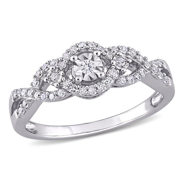 Bague Torsadée Infini en Diamant de 1/4 Carat (ctw) en Argent Sterling