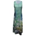 thumbnail image 4 of LOVZFMLL Dresses Women Casual Draw Back Printed Sleeveless Ruffle Lace-up Cold Shoulder Dress, 4 of 5