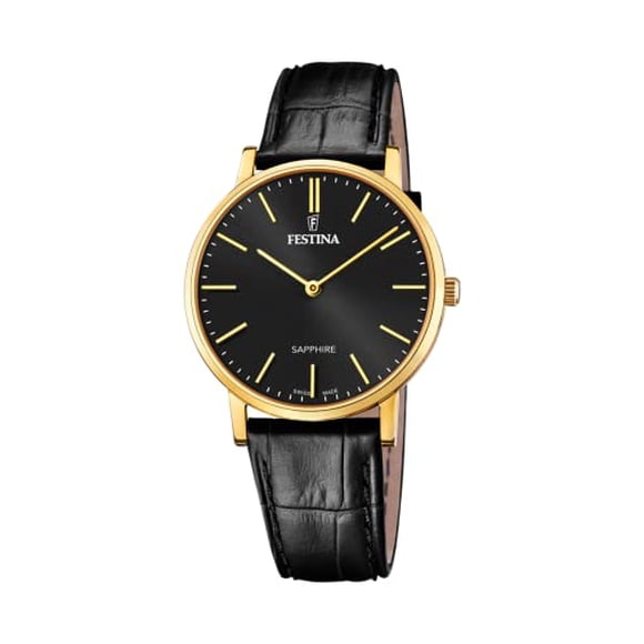 Festina F20016/3 Montre en Cuir Fabriquée en Suisse, Noire