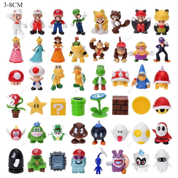 3-48Pcs/wholesale Anime Mario Figure Luigi Bowser Princess Peach Donkey Kong Goomba PVC Action Figures Mushroom Toad Model Toys