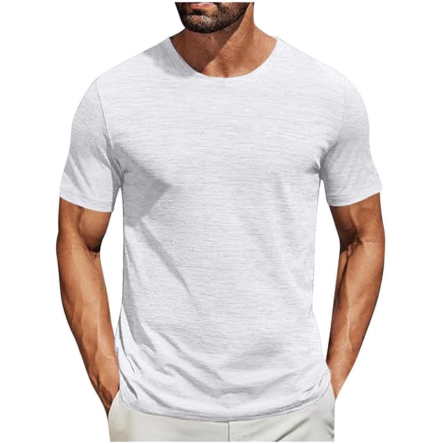 Besolor T-Shirt d'Été pour Homme à Manches Courtes, Col Rond Classique, T-Shirts Décontractés, Couleur Unie, Hauts Basiques