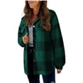 thumbnail image 4 of Timegard Womens Jacket Plus Size Plaid Stand Collar Button down Fleece Hooded Jacket Winter Fuzzy Warm Coat, 4 of 5