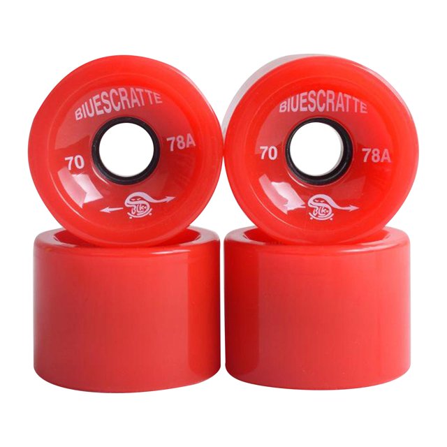 Roues de Planche à Roulettes, Roues Longues en PU de 7cm d'Épaisseur Roues Haute Résistance Rouleau d'Entretien de Planche à Roulettes Boîtier Extérieur 78A Dureté Rouge