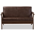 thumbnail image 3 of Baxton Studio Bianca Faux Leather Loveseat in Brown and Walnut Brown, 3 of 8