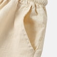 thumbnail image 4 of BADHUB Men Cotton Linen Shorts Summer Solid Color Elastic Waist Short Pants Sportswear with Drawstring Pockets Summer Beach Comfy Lounge Wear, 4 of 7