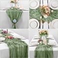 thumbnail image 4 of Matoen12 Cheese Cloth Table Runner 35 x 157 Inches Gauze Table Runner Boho Rustic Decorations for Wedding Decor Reception Bridal Shower Holiday Party, Green, 4 of 8