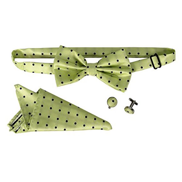 Peach Couture Mens Tuxedo Pre-tied Adjustable Neck Bowtie Bow Tie Cufflinks Pocket Square Set