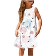 thumbnail image 1 of PMVFHDE Robe Florale Printemps Été pour Filles / Col Rond Sans Manches Tenue Décontractée / Tenue de Fête Légère pour Tout-Petits à Préadolescents Bleu Clair, 8-9, 1 of 5
