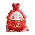 thumbnail image 1 of simhoa Chinese Bunny Statue Piggy Bank Ceramic Piggy Bank Decoration Collectible Red, 1 of 8