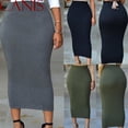 thumbnail image 1 of Honganda Jupe Crayon Maxi Taille Haute Élastique pour Femmes, Couleur Unie, 1, 1 of 4