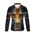 thumbnail image 4 of TIMIFIS Men's Shirts Cross Shirts Cross Print Casual Long Sleeve Button Down Shirts Top- GreenFall, 4 of 4