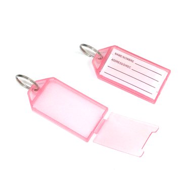 Porte-clés Étiquette Nom Sac à Main Porte-Clés avec Couvercle Porte-Cartes Portable Étiquette de Classification Visible Sac à Main Valise Rouge