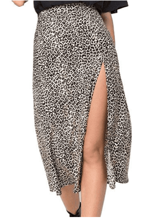 Wangsaura Ladies Summer Leopard Print/Floral Print High Waist Skirt