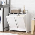 thumbnail image 2 of kleankin Armoire de Rangement pour Lessive à Bascule avec Paniers à Linge à 2 Compartiments, Blanc, 2 of 10