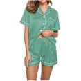 thumbnail image 1 of Yuyuzo Pajama Sets for Women 2 Piece Short Sleeve Button down Shirts Lounge Sets Color Block Soft Pj Sets, 1 of 4