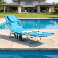 thumbnail image 4 of Gymax 2PCS Tanning ChairFolding Beach Lounge Chair w/5-Position Adjustable Backrest Turquoise, 4 of 10