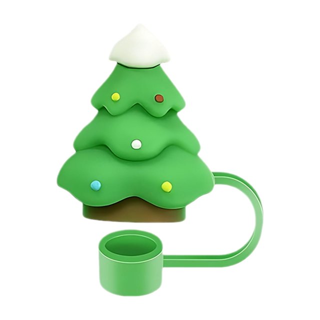 Couvercle de Paille de Noël Couvercle de Tasse 10mm Accessoire de Rouleau Réutilisable Bouchon de Paille Embout de Paille