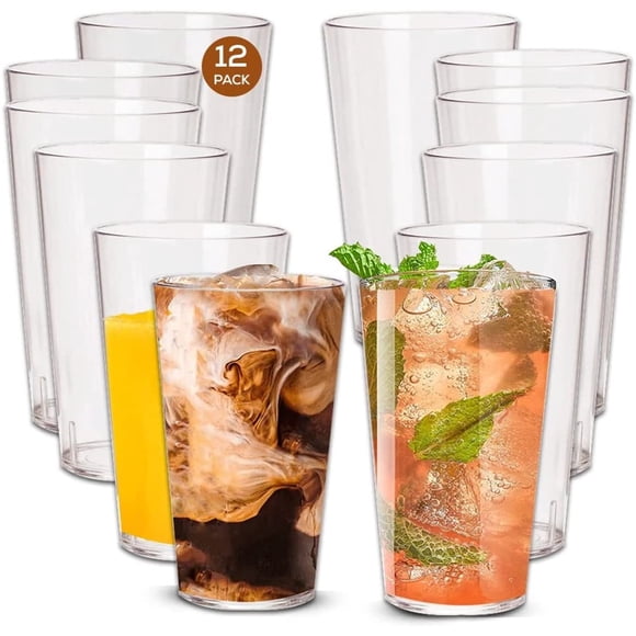 Casewin 11 OZ Plastic Clear Cups for Party | Hard Clear Plastic Cups Plastic Wine Cups | Disposable Cups Plastic Tumblers Drinking Glasses | Resuable Wine Glasses for Parties Pack of 12