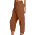 thumbnail image 2 of Plebaso Pantalon Capri Cargo pour Femmes, Joggers de Randonnée Légers à Cordon, Capris de Travail d'Extérieur avec Poches, 2 of 6