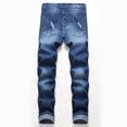 thumbnail image 2 of Jeans for Men Ripped Men Zipper Closure Solid Washed Stretch Casual Trousers Ripped Jeans, 2 of 8