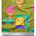 thumbnail image 1 of Soimoi Green Georgette Viscose Fabric Beech & Fun Party Print Fabric by the Yard 42 Inch Wide, 1 of 5
