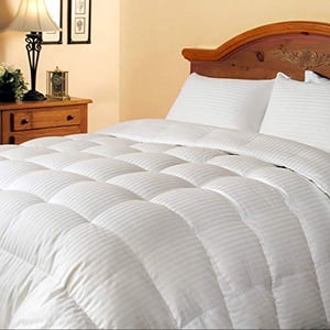 Blue Ridge Home Fashions, Inc. 300 Thread Count Damask Stripe Down Fiber Full-Queen in White Color Down/Down Down/Down Blend Comforter,
