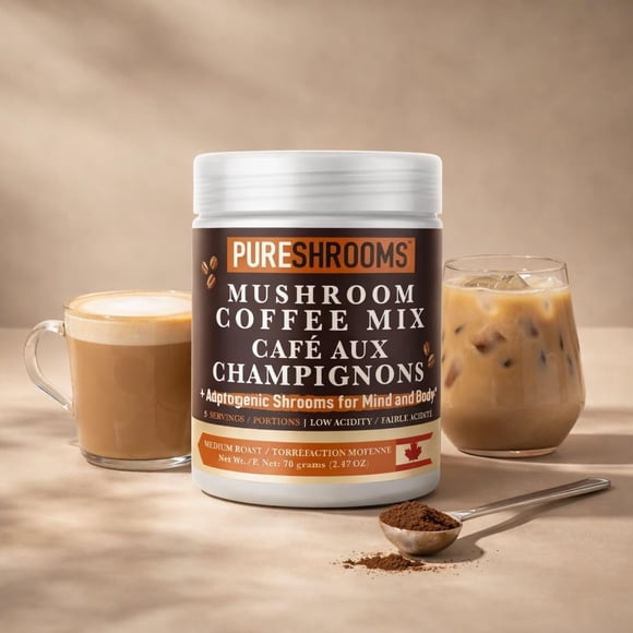PureShrooms Mushroom Coffee with Lion's Mane, Reishi & Cordyceps. Focus, Energy & Immune System Booster - Keto Friendly (Adaptogenic Coffee, 70 grams)