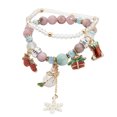 thumbnail image 1 of Christmas Gift Bell Snowman Double Elastic Bracelet Christmas Tree Santa Gift Hand String Beads, 1 of 8
