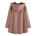 thumbnail image 4 of WEIYLL Fleece Jacket Women Solid Color Long Sleeve Zipper Hooded Long Warm Button Fashion Red Fall Clothes Size 4XL, 4 of 7