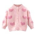 thumbnail image 2 of RXIRUCGD 1-8 Ans Mode Fille Patchwork en Forme de Cœur Ample à Boutons Col Rond à Manches Longues à Capuche Veste Décontractée/veste ( Rose, Taille : 110 ), 2 of 3
