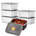 thumbnail image 1 of Djiypn Stainless Steel Food Storage Containers with Lids, 40oz Reusable Metal Meal Lunch Boxes, Stackable, BPA-Free, for Snacks, Fruits, On-the-Go Meals(6Pack), 1 of 8