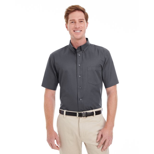 Harriton Chemise en Sergé à Manches Courtes pour Hommes Foundation 100 % Coton avec Teflonâ„¢