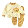 thumbnail image 1 of dmqupv Winter Pajama For Baby Girl Childrens Comfortable And Breathable Long Sleeved Home Clothes Cute Cartoon Pattern Pajama Set Yellow,Size for 3-4 Years, 1 of 3
