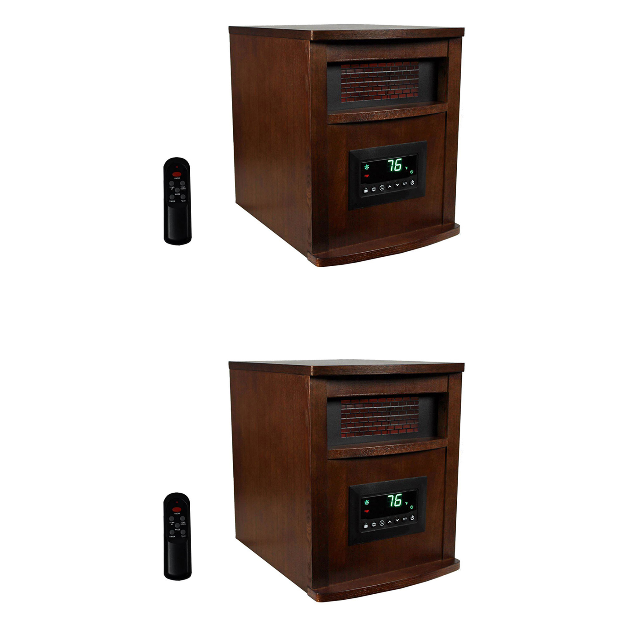 Lifesmart Chauffage d'Appoint Électrique Infrarouge Quartz 6 Éléments 1500W, Marron (2 Pack)