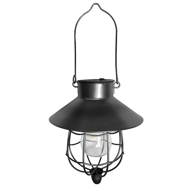 Shengyu Solar Hanging Metal Solar Pendant Edison Bulb Design, Easy Hanging, Openwork For Gardens, Courtyards, Patios, Trees Black