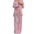 thumbnail image 3 of Faithtur Nouvelle Mode Femmes Décontracté Ensemble 2 Pcs Chemise Plissée à Manches Longues Boutonnée + Pantalon, 3 of 5