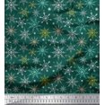 thumbnail image 1 of Soimoi Green Poly Georgette Fabric Snow Flakes Floral Print Sewing Fabric Yard 42 Inch Wide, 1 of 5
