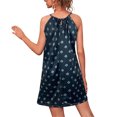 thumbnail image 4 of Langgg Robe Courte Décontractée Imprimée Sans Manches Esthétique Élégante Mignonne Robe de Plage Vacances Club Vêtements d'Été Bleu Foncé m, 4 of 5