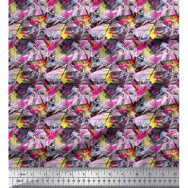 Soimoi polyester Crepe Fabric Animal Skin Abstract Print Fabric by Yard 42 Inch Wide