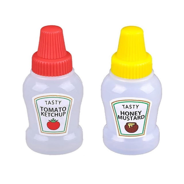 Clearance Now! Mini Condiment Squeeze Bottles, Sauce Containers for Lunch Box, Portable Honey Sauce Salad Dressing Dispensers Jars Containers, Mini Ketchup Bottle Salad Container for Lunch F5I0