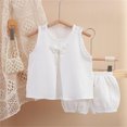 thumbnail image 2 of Kcodviy Baby Girls' Dress Set Size 2T Girls Clothes Spring and Summer New Crop Top and Sweatpants Solid Color Double Layer Teen Outfits for Girls Yarn Breathable Comfortable Girl's Bow Home Set, 2 of 8