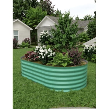 Garvee 8*4*1.5 feet Raised Garden Bed, Steel Planter Box for Gardening, Green, 1 Count