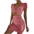 thumbnail image 1 of Gspmoly Robes d'Été pour Femmes, Robe à Enfiler Imprimée à Col Rond et Manches Courtes pour Femmes, Robe de Cocktail, Vente de Liquidation, 1 of 3