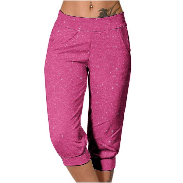tarylea Womens Capri Pants Stretchy Drawstring Low Rise Jogger Pants Soft Comfy Lounge Cropped Yoga Pants with Pockets